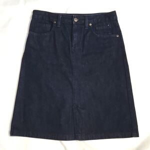L. L. Bean Deep Blue Denim Skirt With Front and Back Slits
